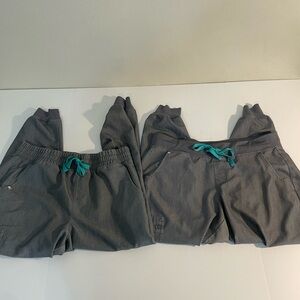 2 Pair of FIGS Technical Collection Womens Scrub Joggers Pants Gray Size Large
